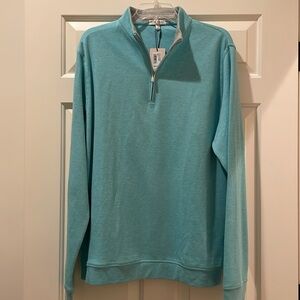 Peter Millar Large Quarter-Zip Pullover. Turquoise. NWT.